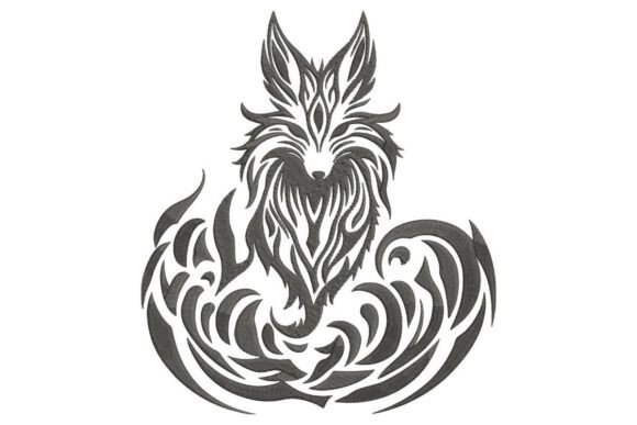 Front-Facing Fox Tribal Tail Embroidery